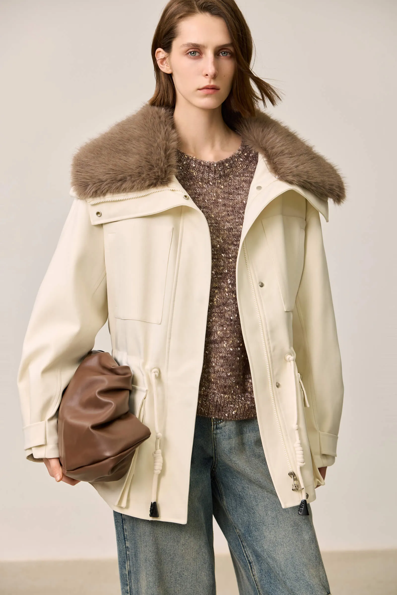 LILY Lightweight Faux Fur Trim Down Parka