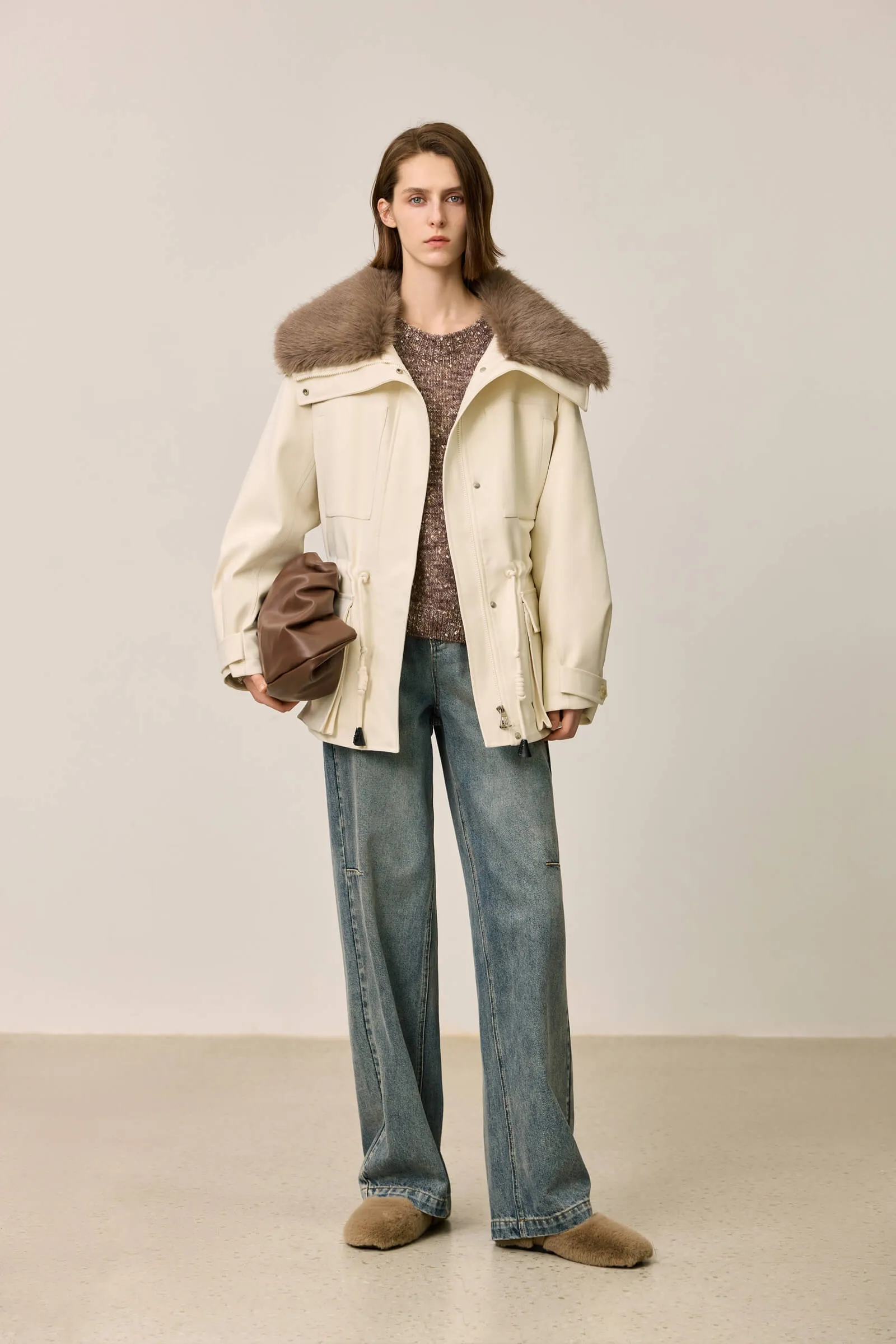 LILY Lightweight Faux Fur Trim Down Parka