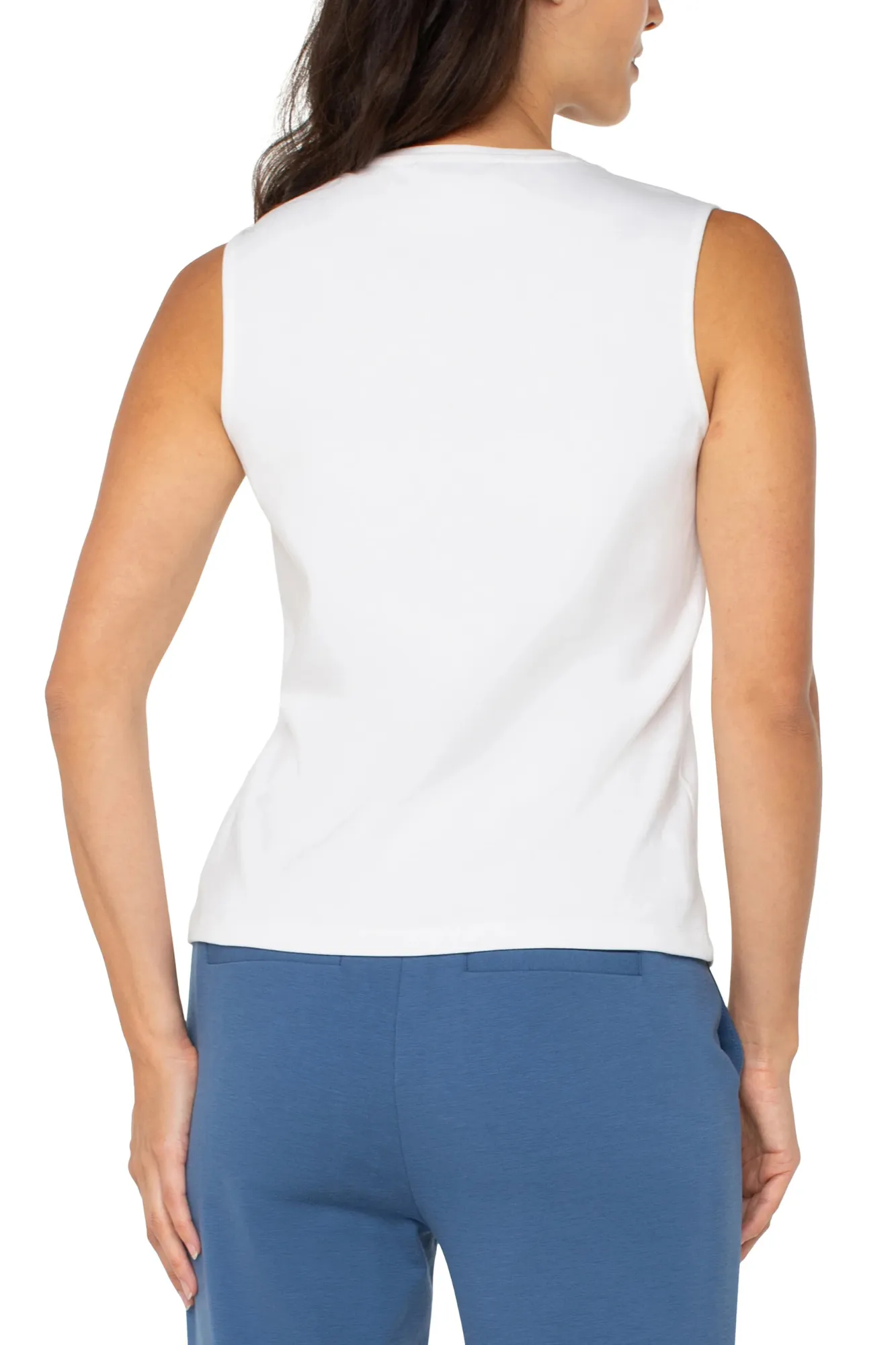 Liverpool Sleeveless V-Neck Top White