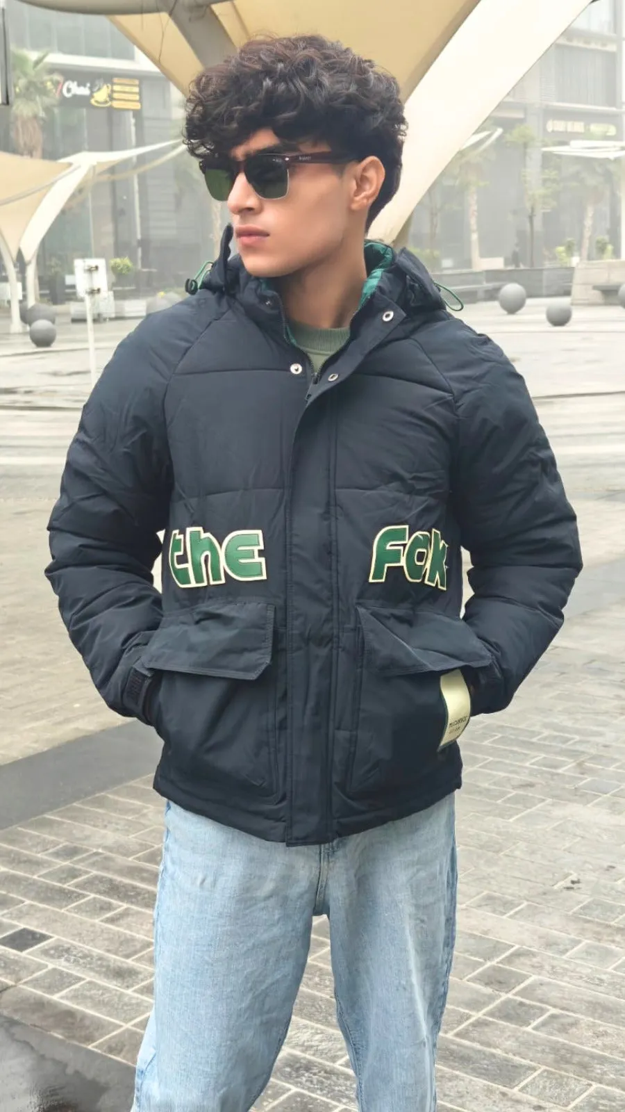 mens imported black FCK puffer jacket