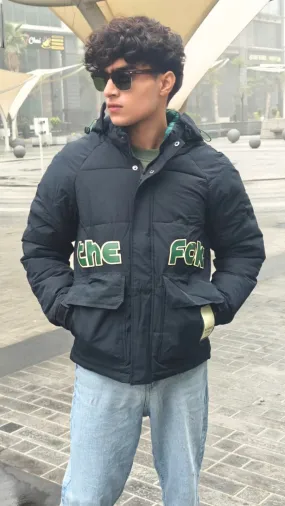 mens imported black FCK puffer jacket