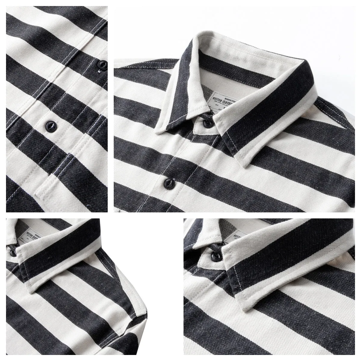 Men's Long Sleeves Striped Moto Shirt