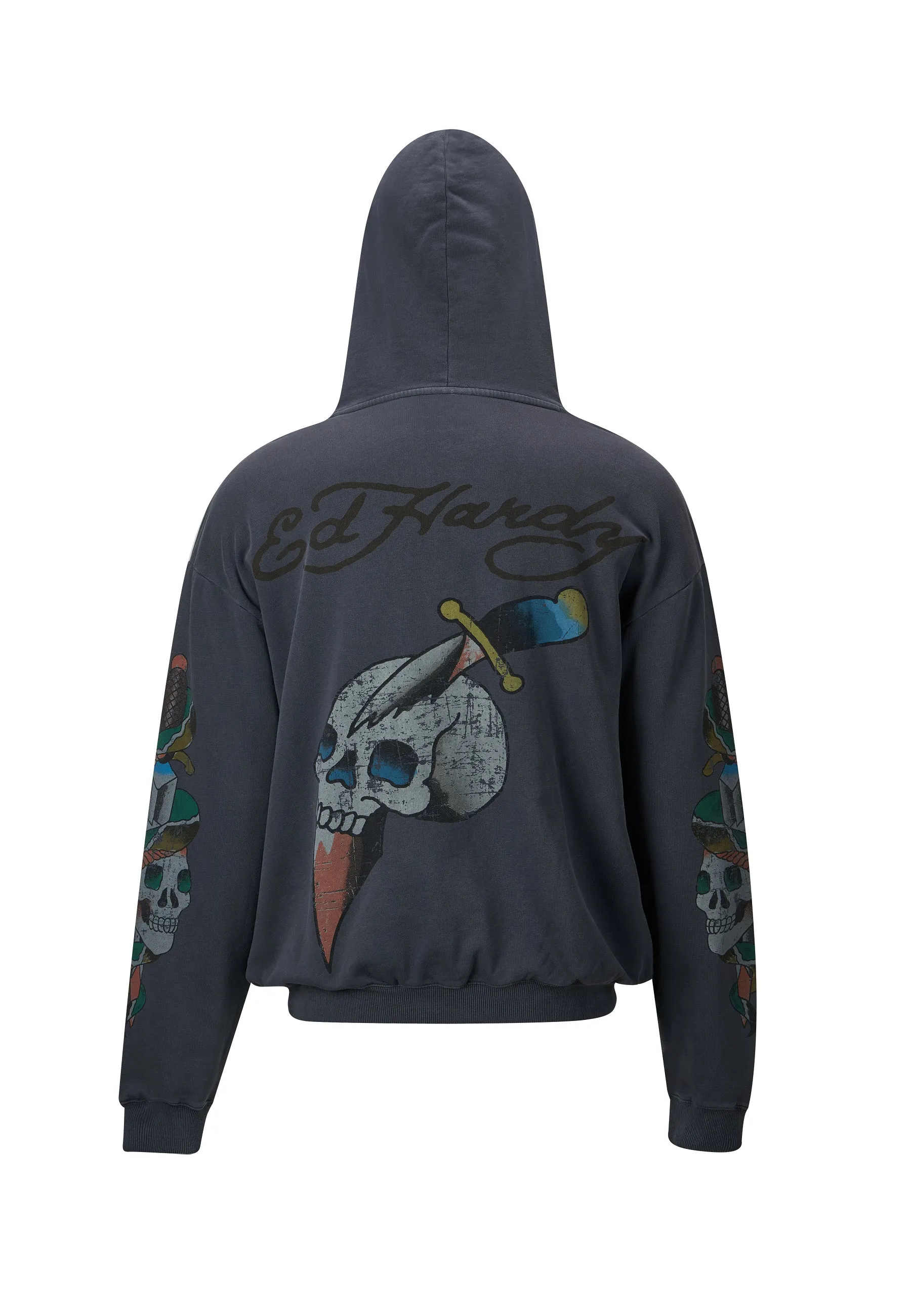 Mens Skull-Splash Graphic Hoodie - Black