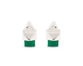 Milan Studs Silver with Green Agate