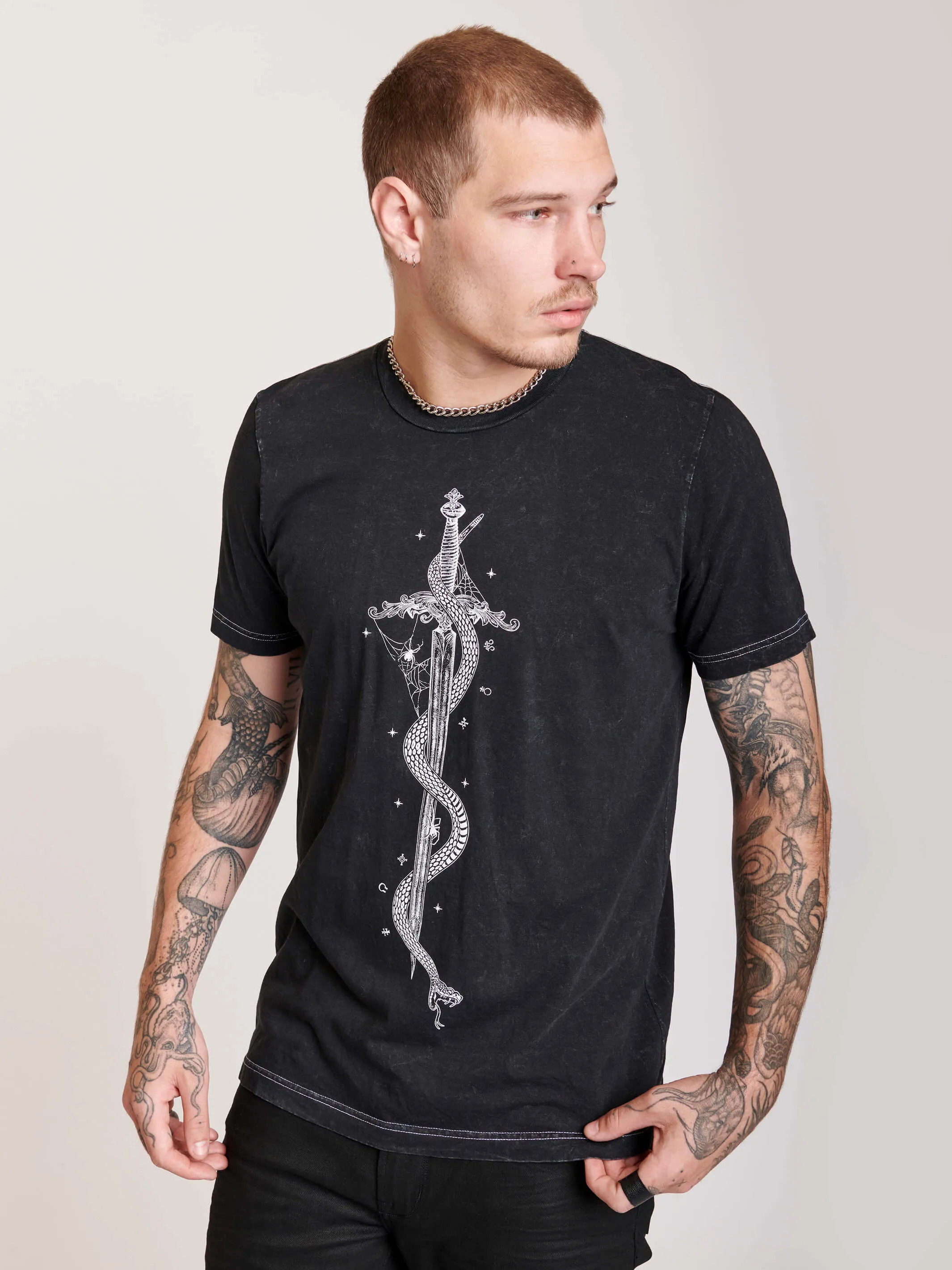 Mineral Wash Dagger Snake T-shirt