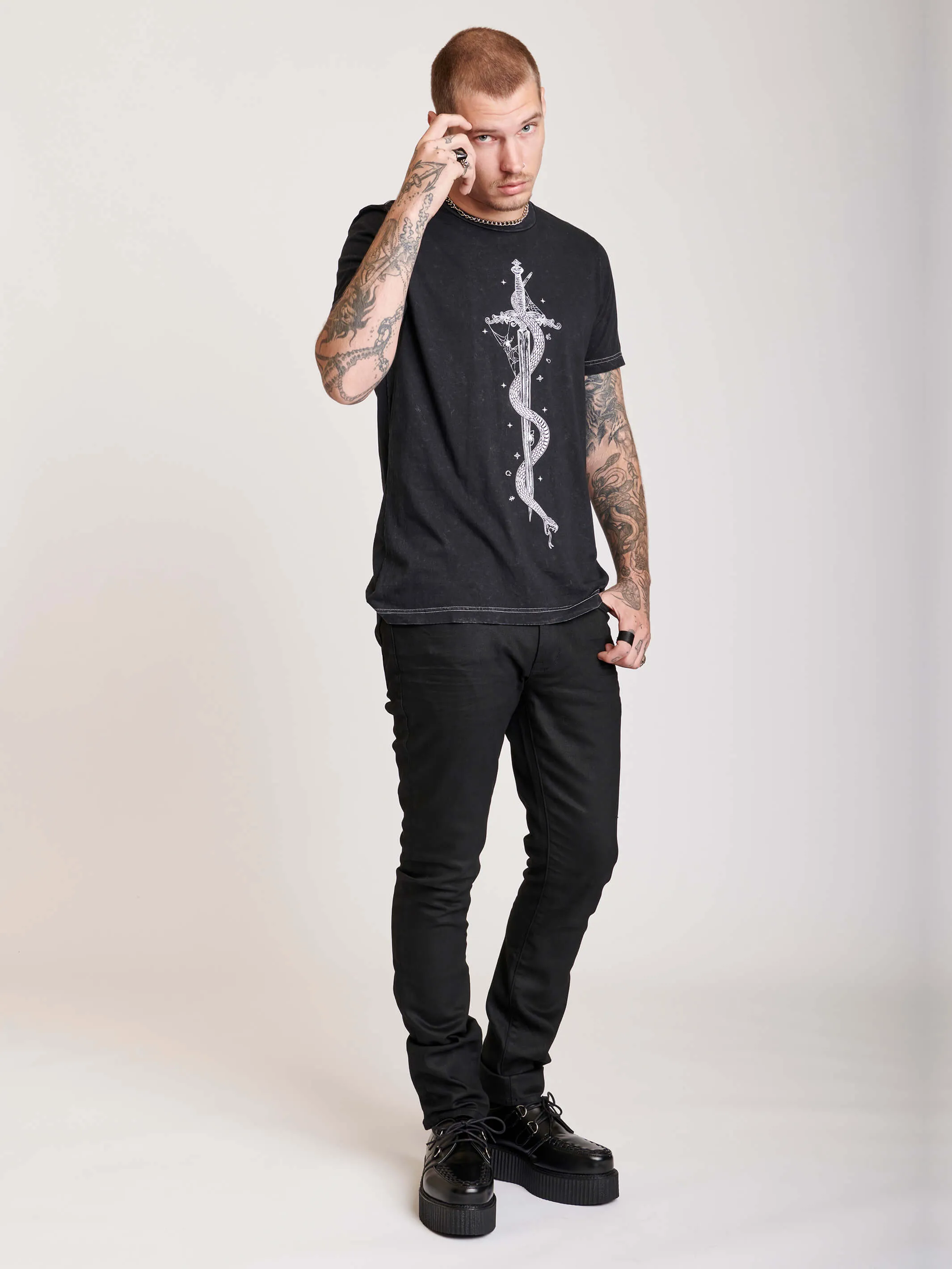 Mineral Wash Dagger Snake T-shirt