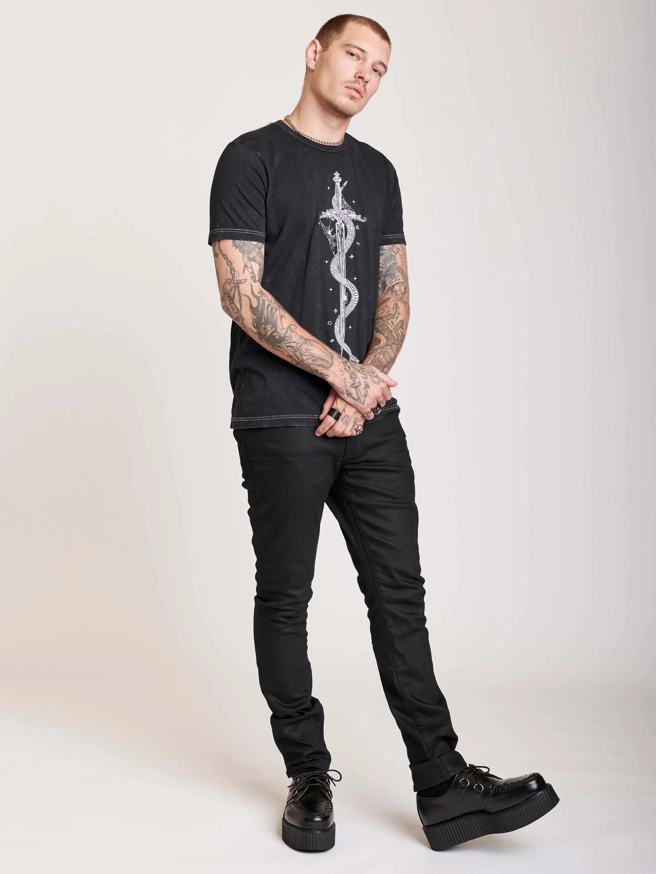 Mineral Wash Dagger Snake T-shirt