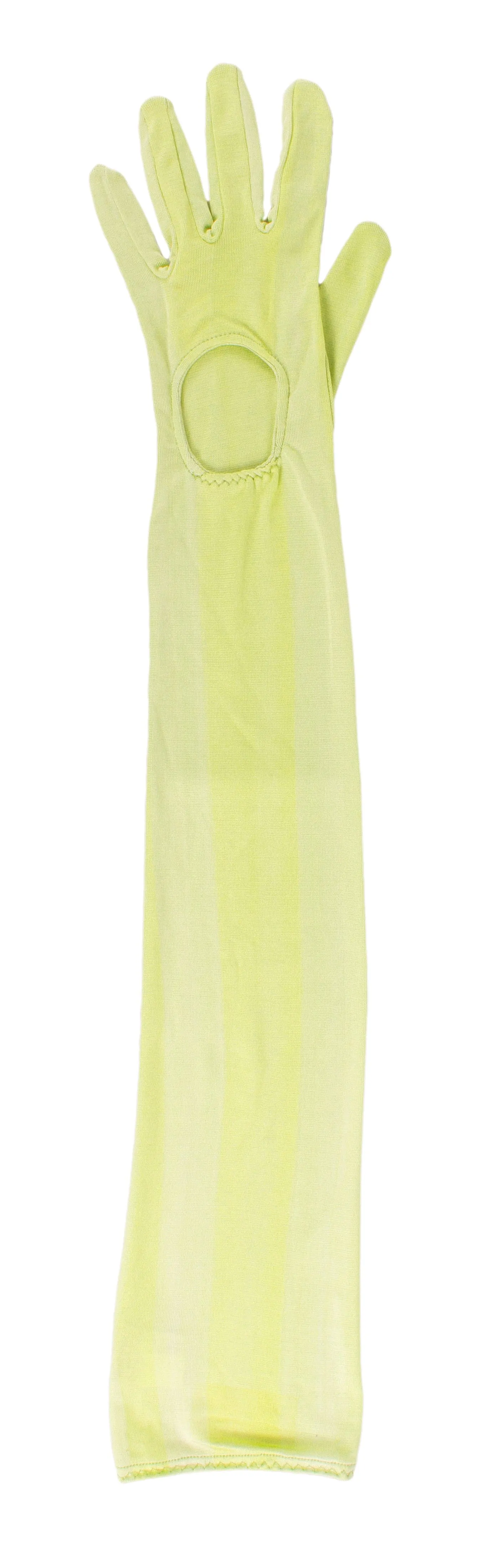 MIU MIU Lime Green Jersey Silk Full Arm Opera Gloves-5.5