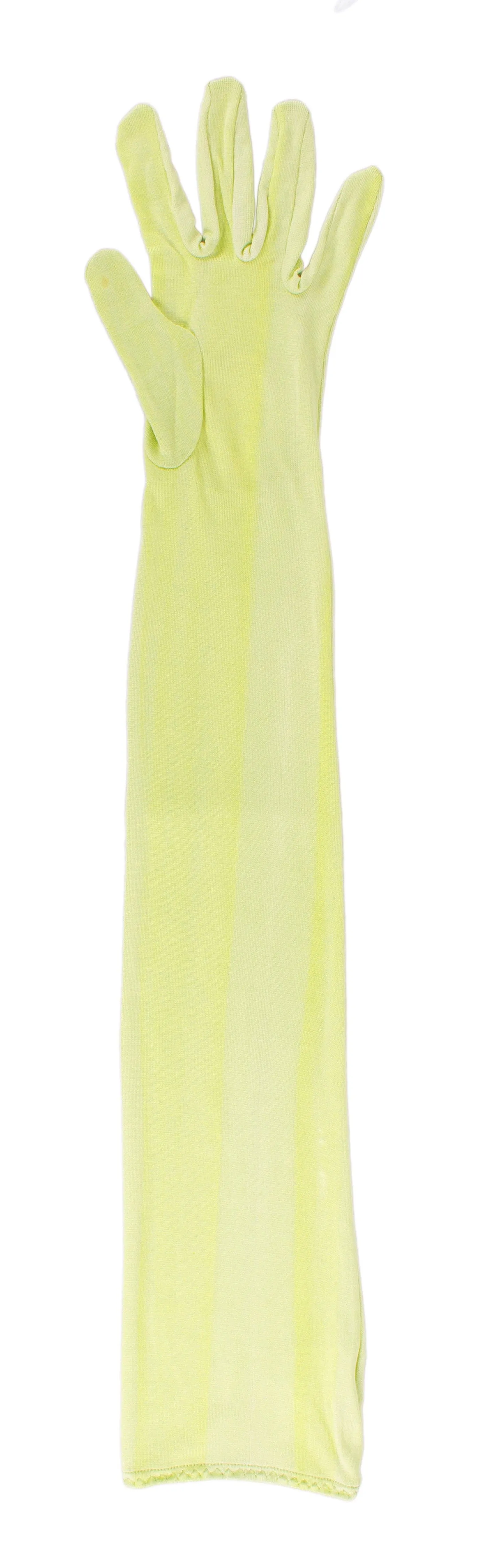 MIU MIU Lime Green Jersey Silk Full Arm Opera Gloves-5.5