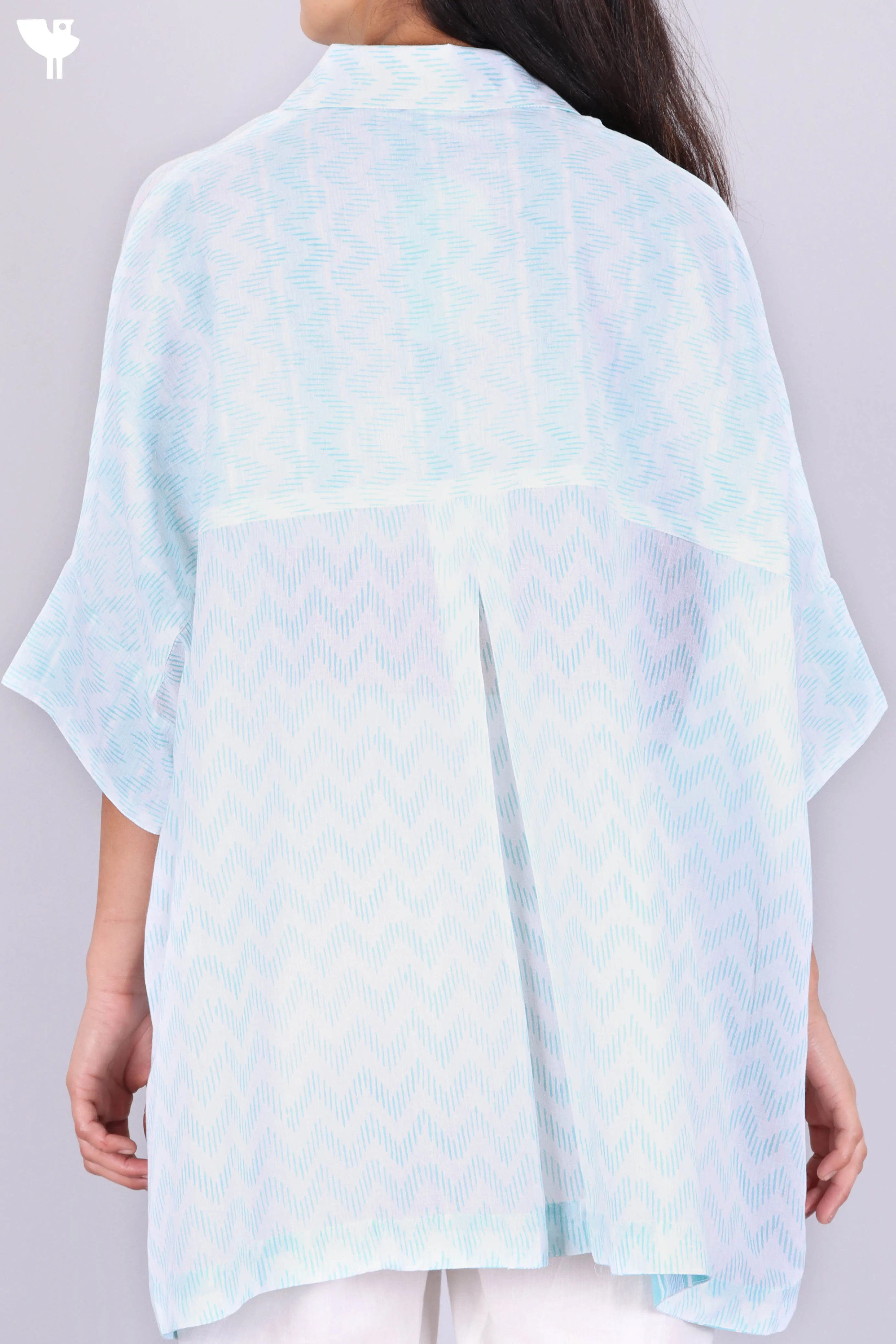 Mulmul Cotton Poncho In Asorted Block Print