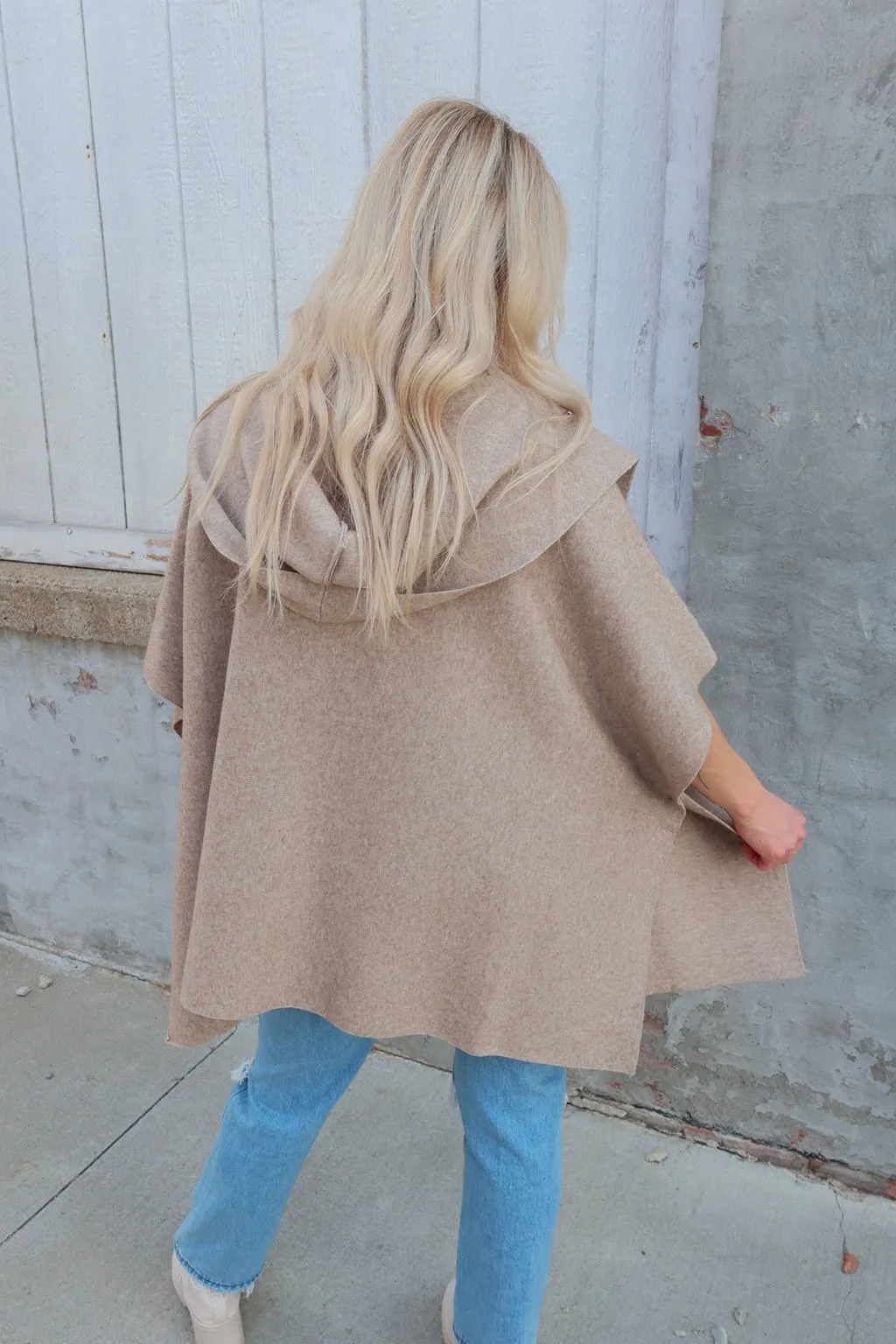 My Go To Beige Open Poncho