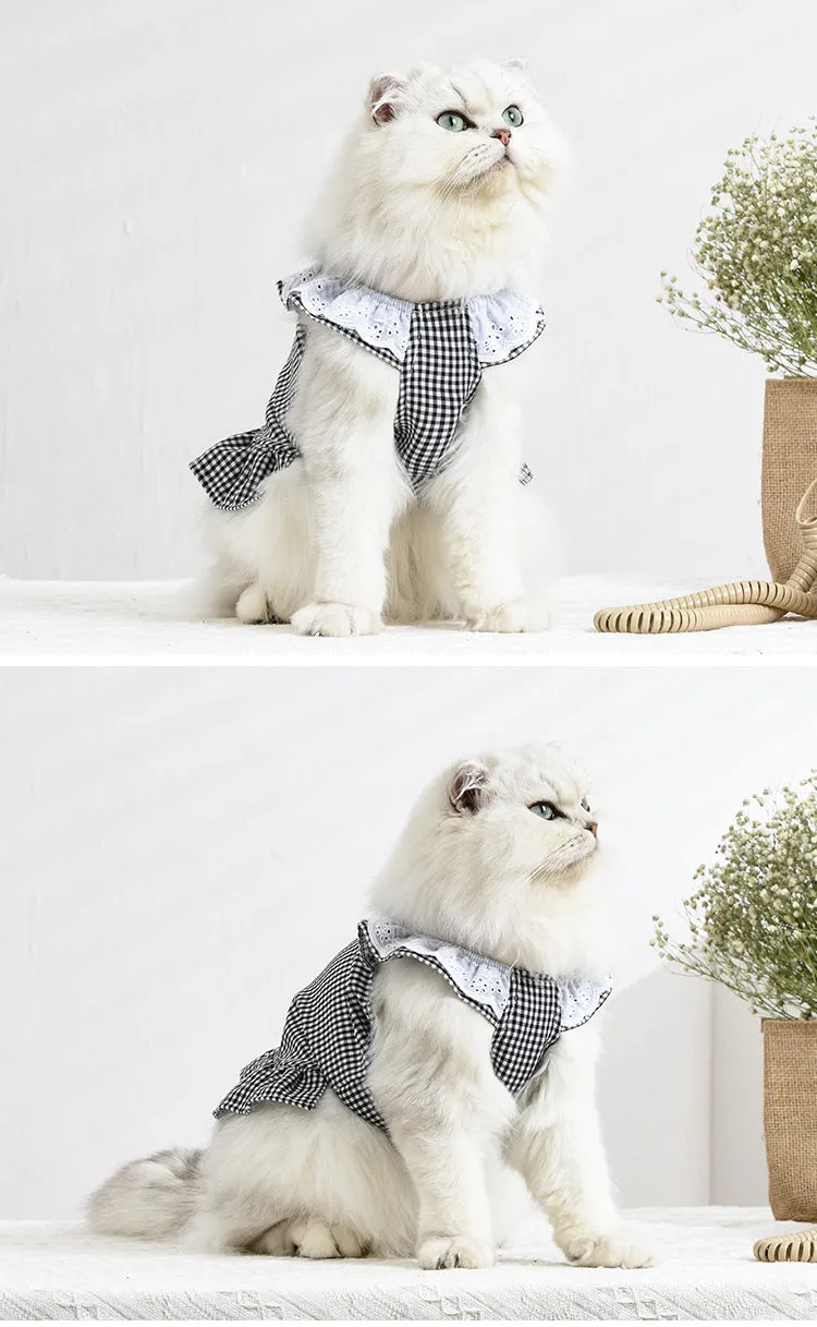 Pet Cat Skirt Summer Breathable White Lace Collar