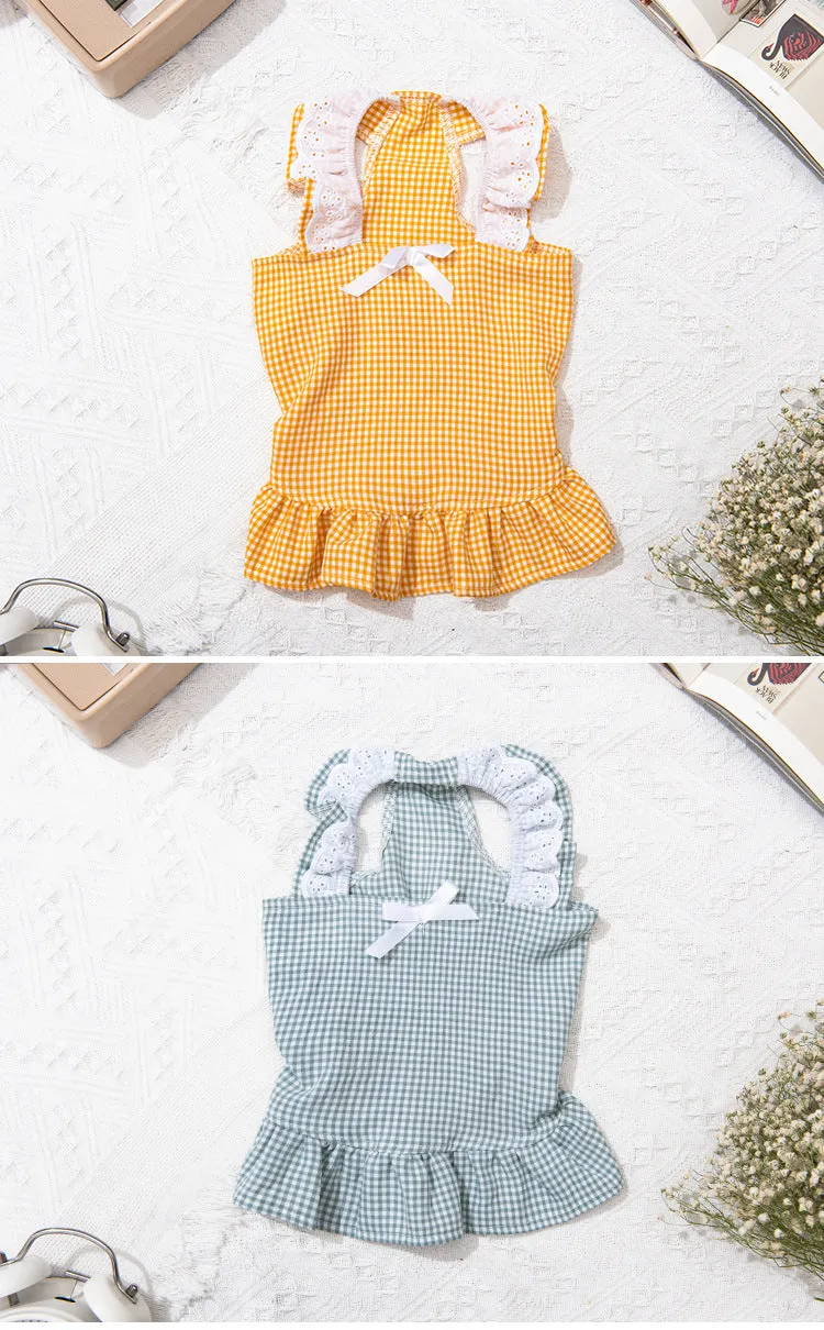 Pet Cat Skirt Summer Breathable White Lace Collar