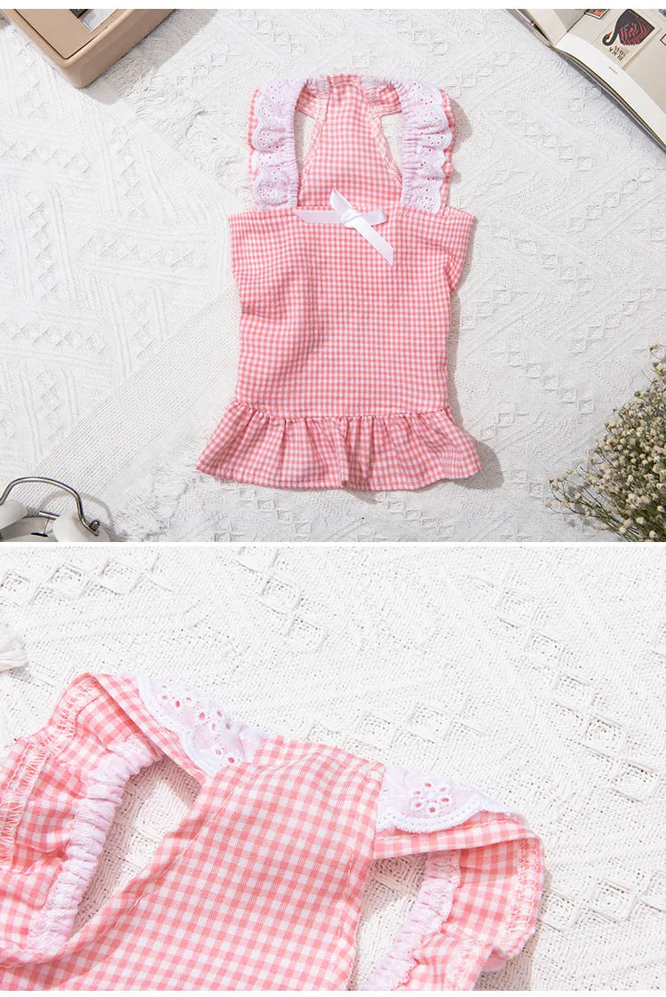 Pet Cat Skirt Summer Breathable White Lace Collar