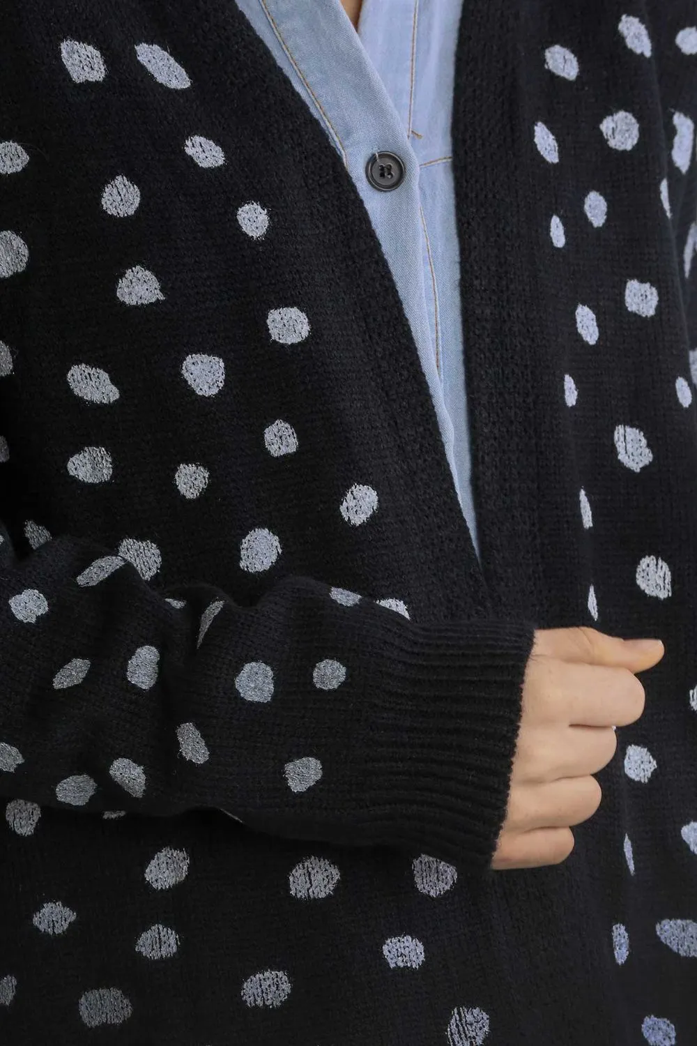 Polka Dot Open Front Cardigan