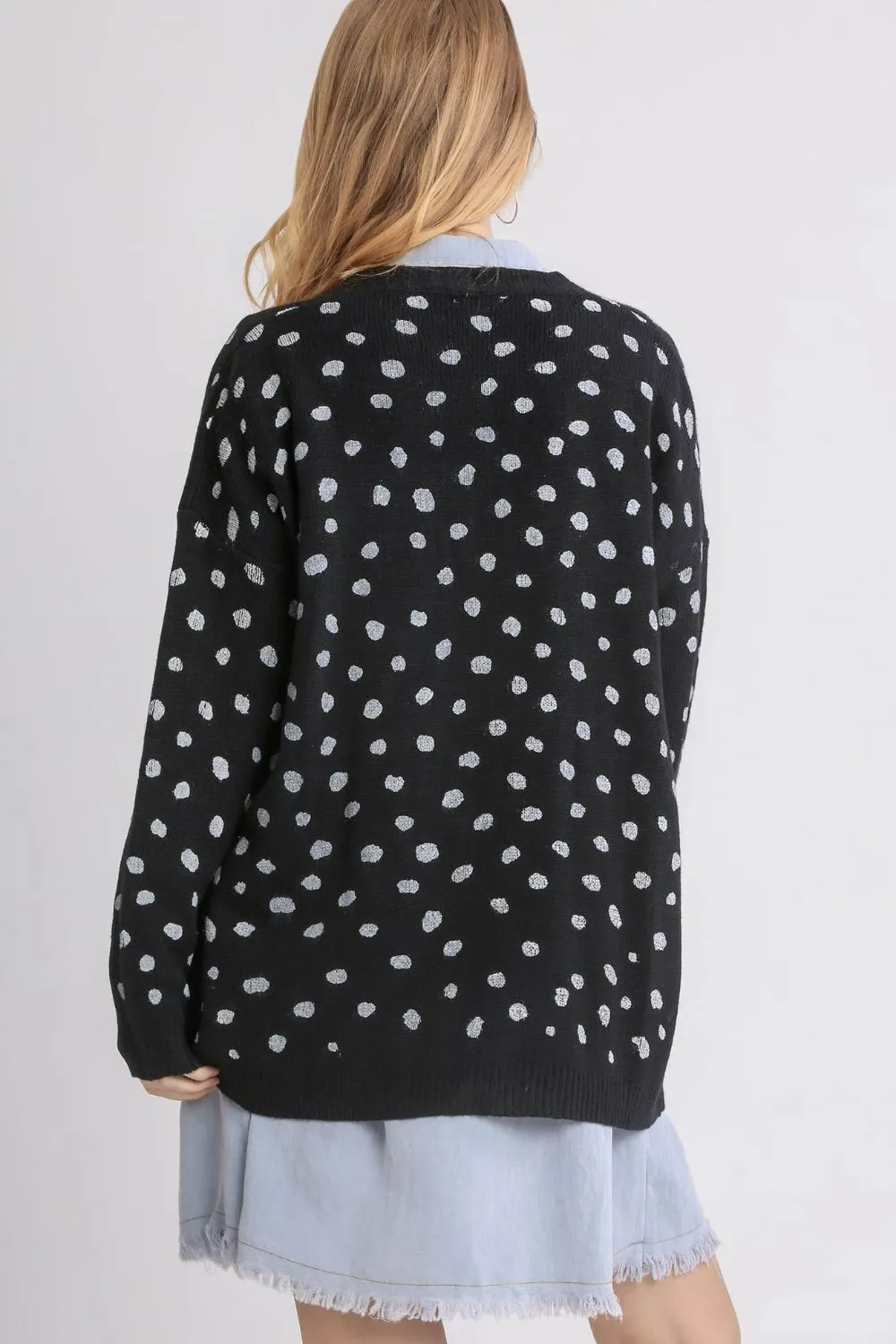 Polka Dot Open Front Cardigan
