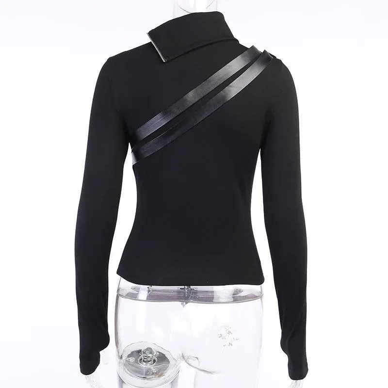 Punk Double Zip High Neck Top