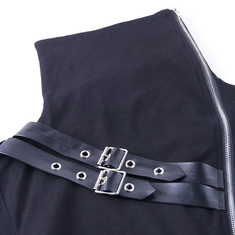 Punk Double Zip High Neck Top