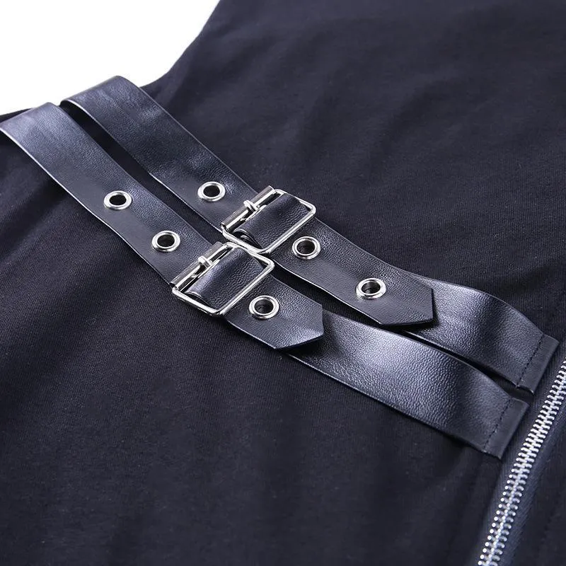 Punk Double Zip High Neck Top