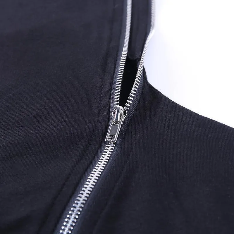 Punk Double Zip High Neck Top