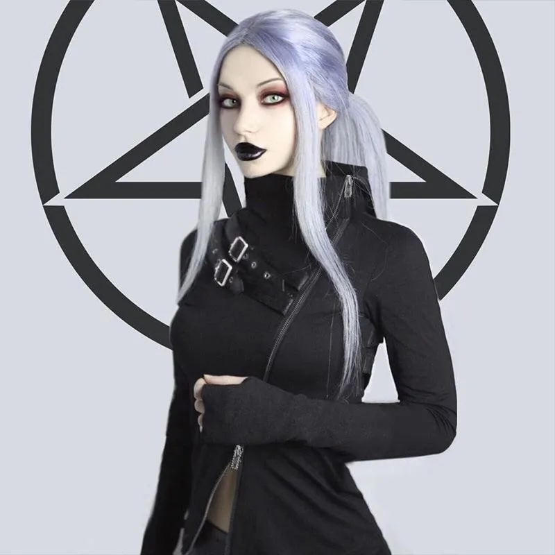 Punk Double Zip High Neck Top