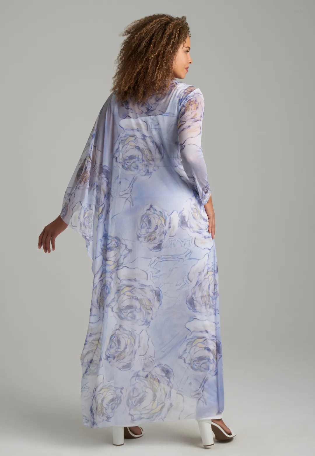 Rachel Sheer Mesh Poncho in Blue Noisette
