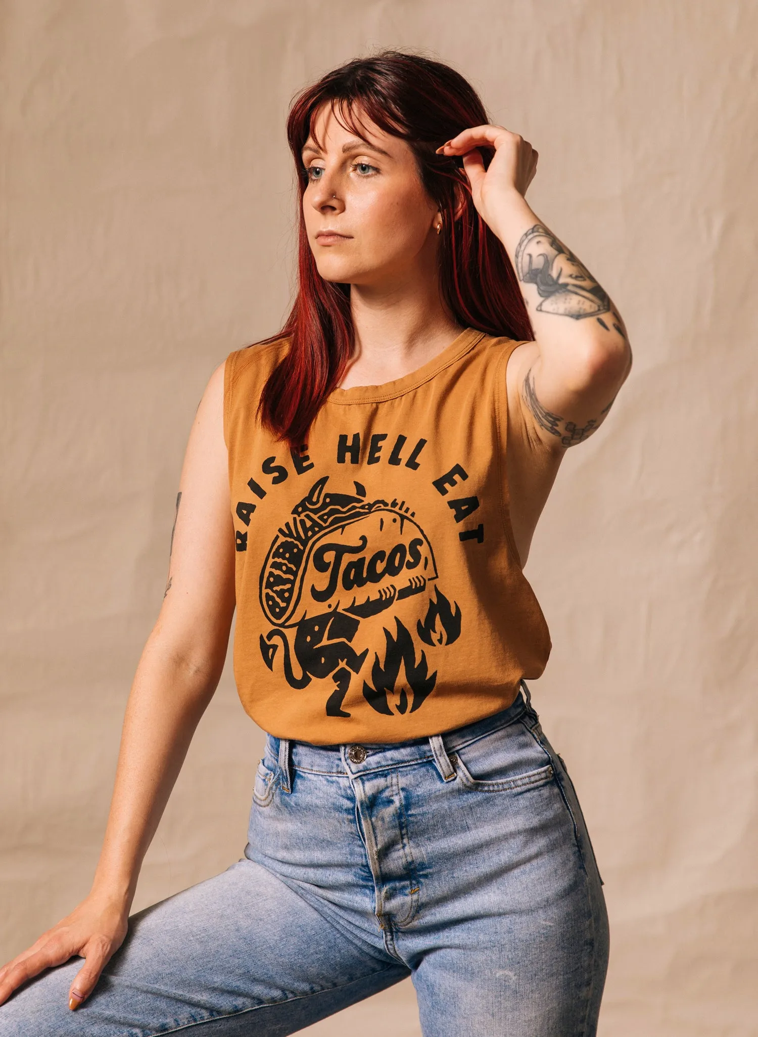 Raise Hell Eat Tacos Muscle Tee