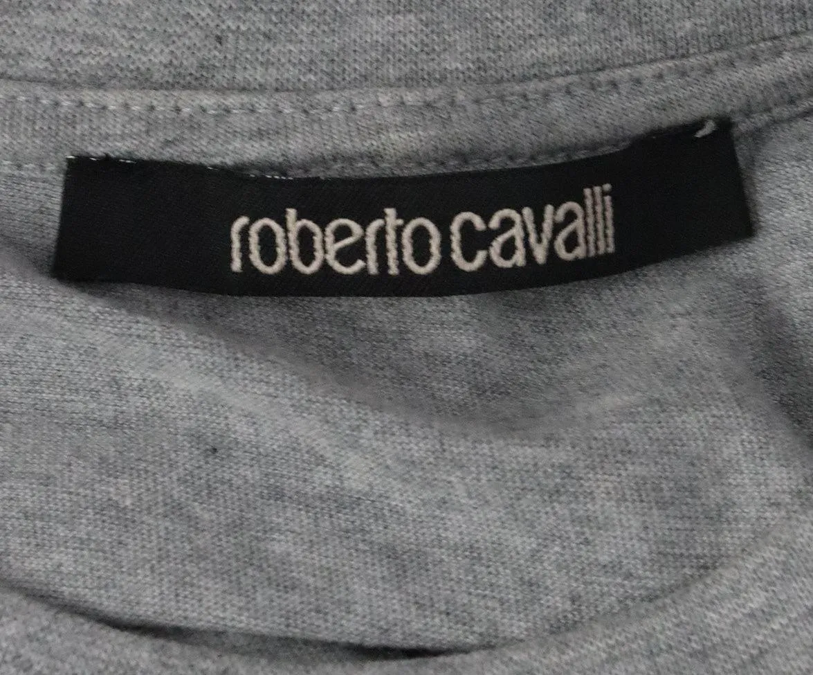 Roberto Cavalli Grey & Black Print T-Shirt sz 6