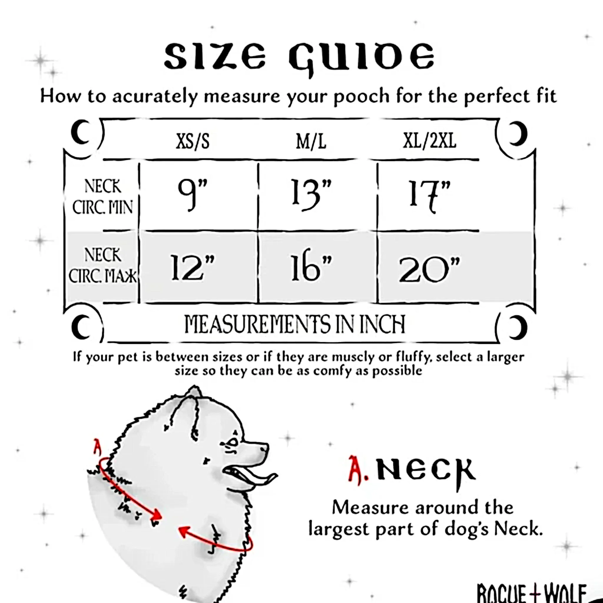 Rogue   Wolf Moon Pupper Celestial Pet Scarf | Black & White Starry Design