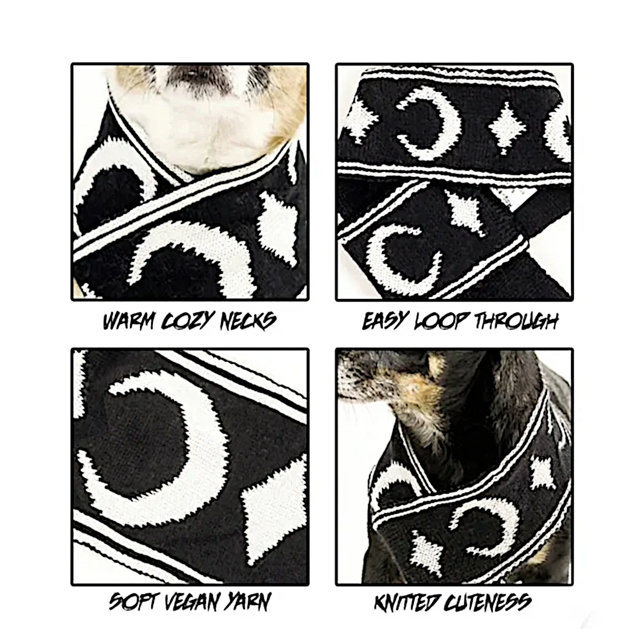 Rogue   Wolf Moon Pupper Celestial Pet Scarf | Black & White Starry Design