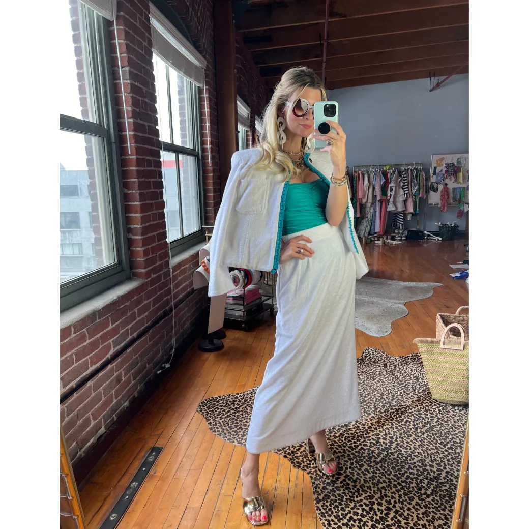SAMPLE - Hostess Skirt - White Terry Towel