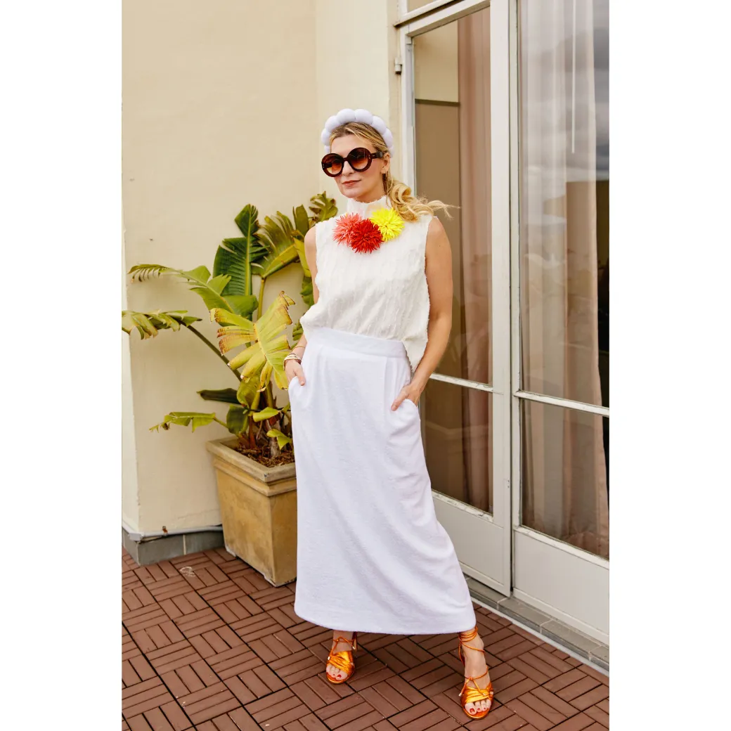 SAMPLE - Hostess Skirt - White Terry Towel