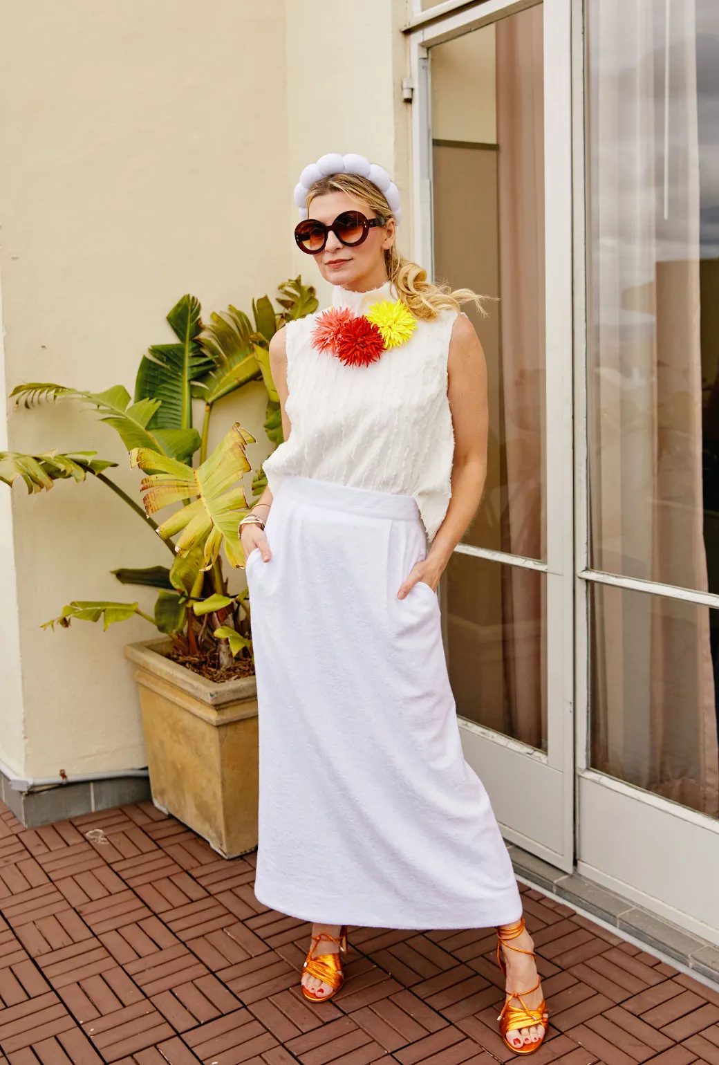 SAMPLE - Hostess Skirt - White Terry Towel