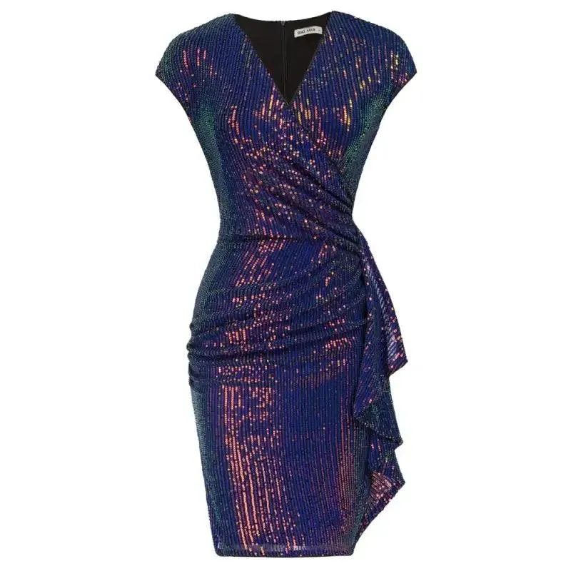 Sequined Ruched Bodycon Midi Dress