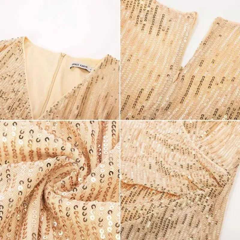 Sequined Ruched Bodycon Midi Dress