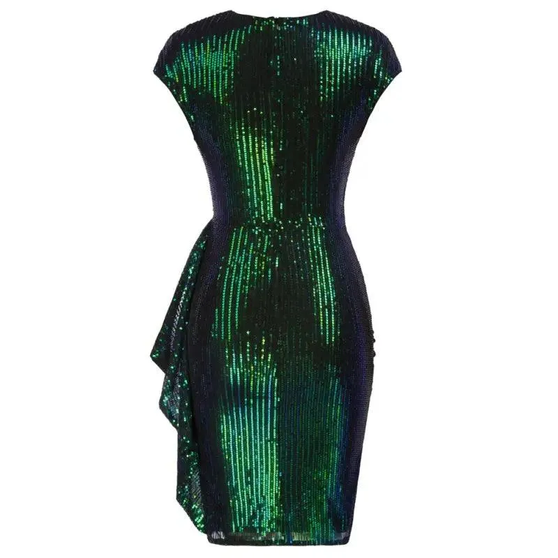Sequined Ruched Bodycon Midi Dress
