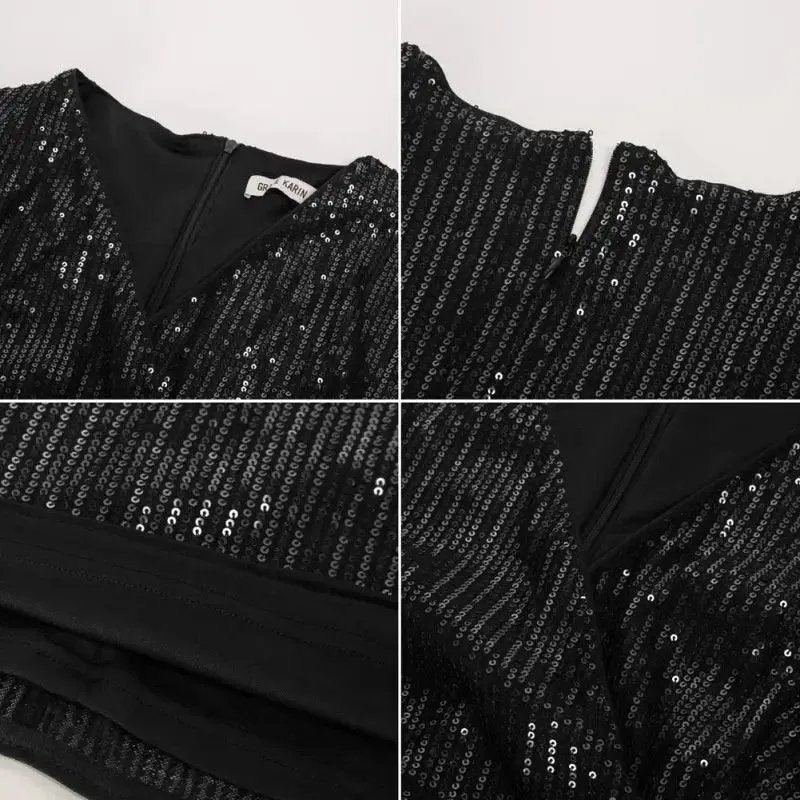 Sequined Ruched Bodycon Midi Dress