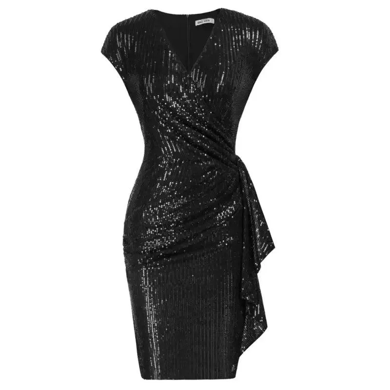 Sequined Ruched Bodycon Midi Dress