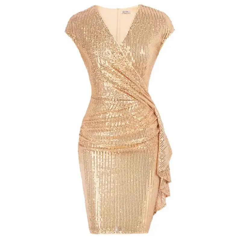 Sequined Ruched Bodycon Midi Dress