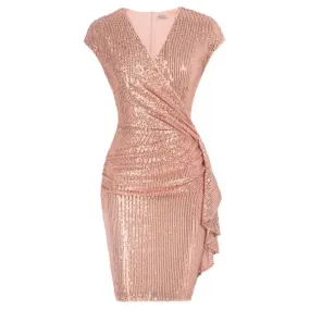 Sequined Ruched Bodycon Midi Dress