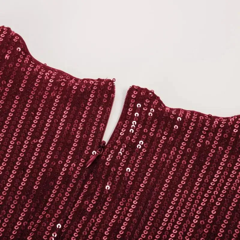 Sequined Ruched Bodycon Midi Dress