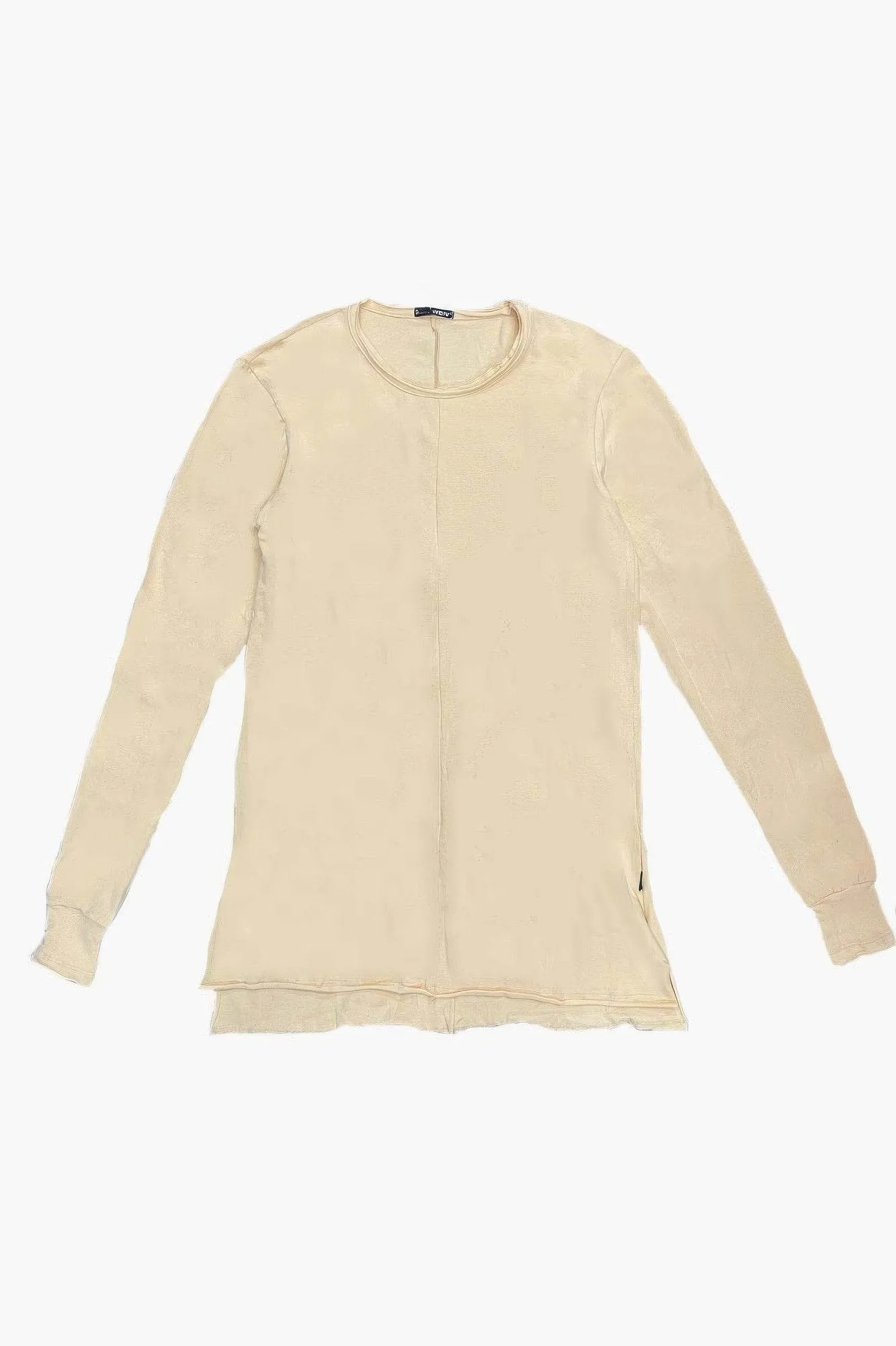 Solid Rough Hem Long Sleeve T-Shirt