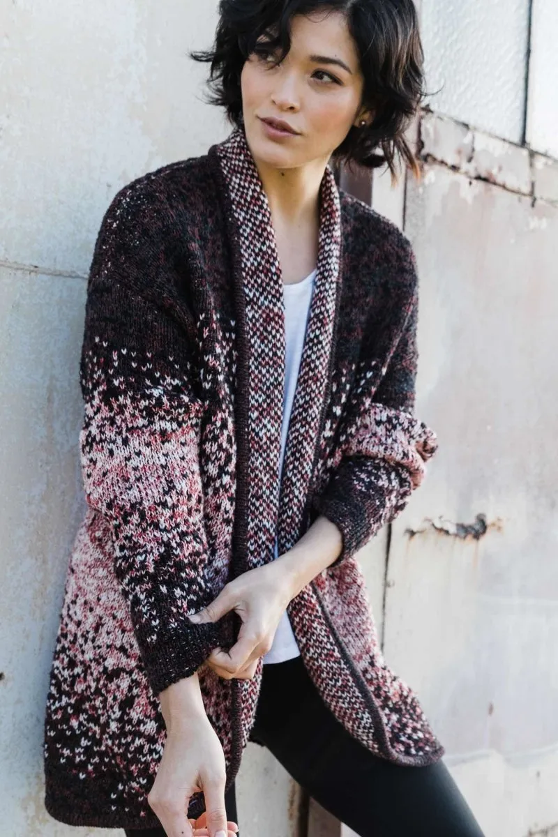 Speckled Open Front Cardigan in Cherry Mix