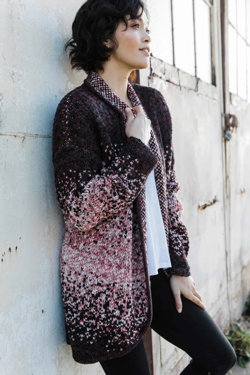 Speckled Open Front Cardigan in Cherry Mix
