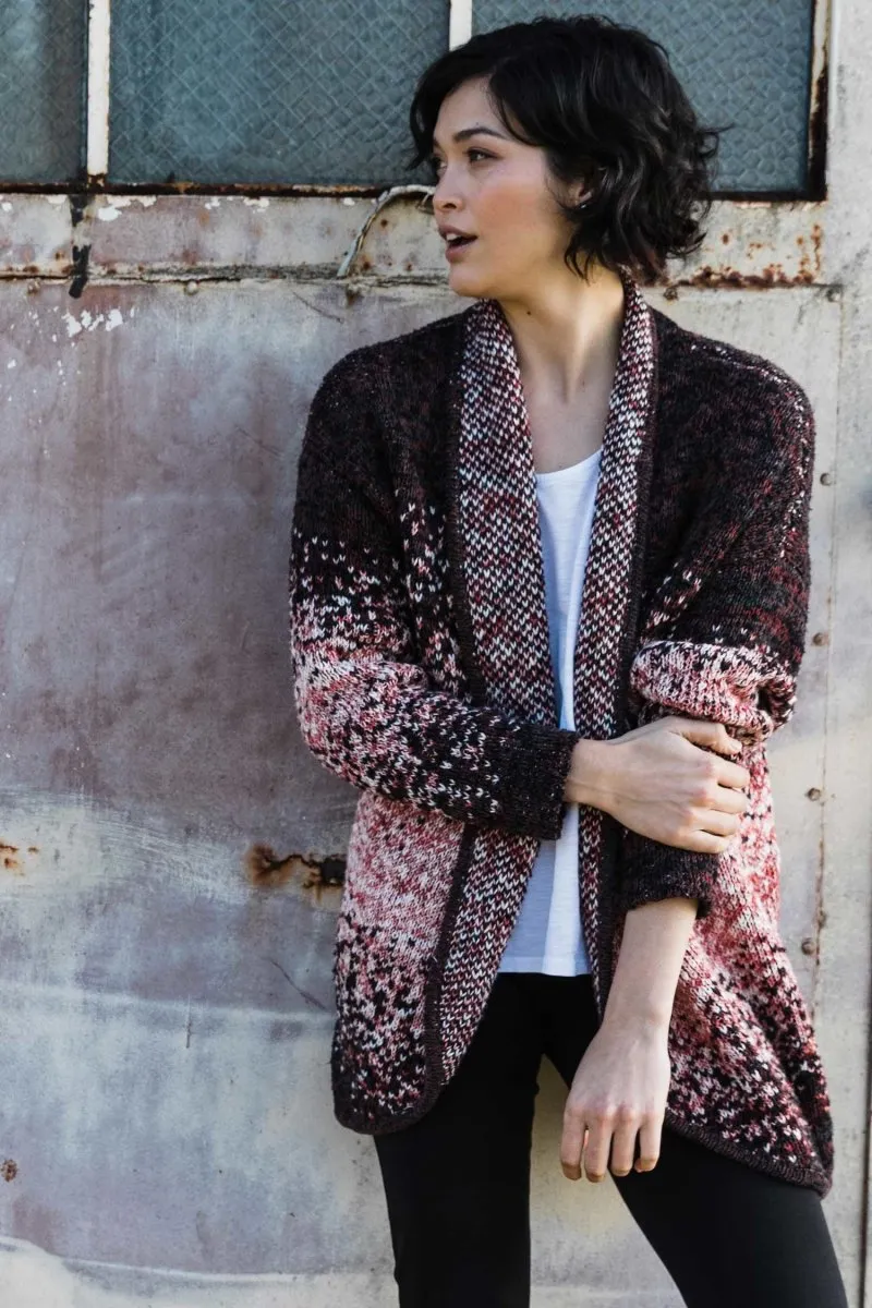 Speckled Open Front Cardigan in Cherry Mix