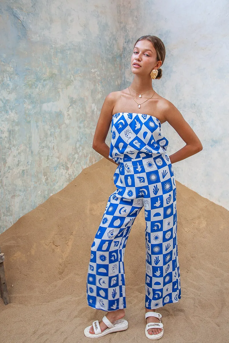 Sun Dance Scarf Top- Blue