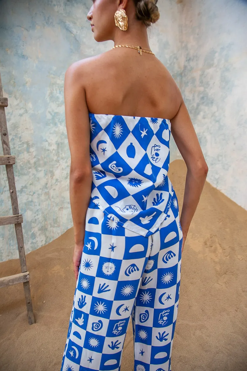 Sun Dance Scarf Top- Blue