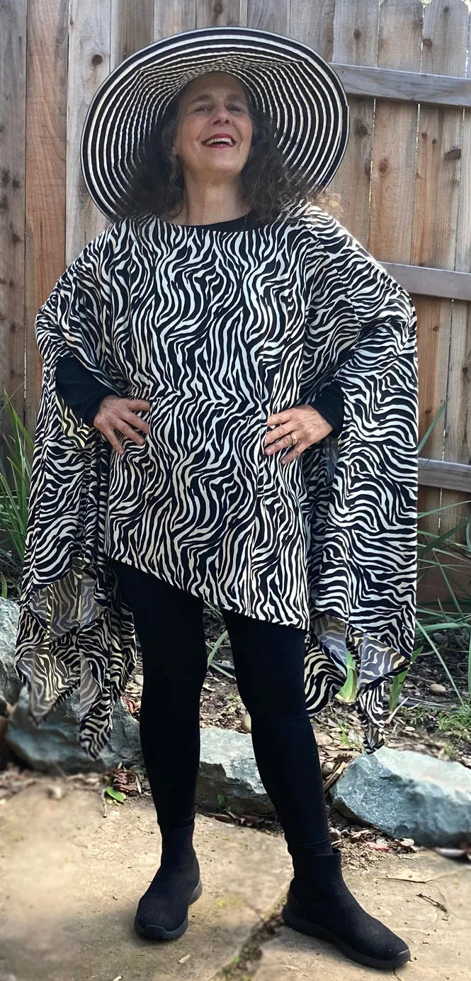 Sunheart Zebra Stripes Poncho Tunic Top