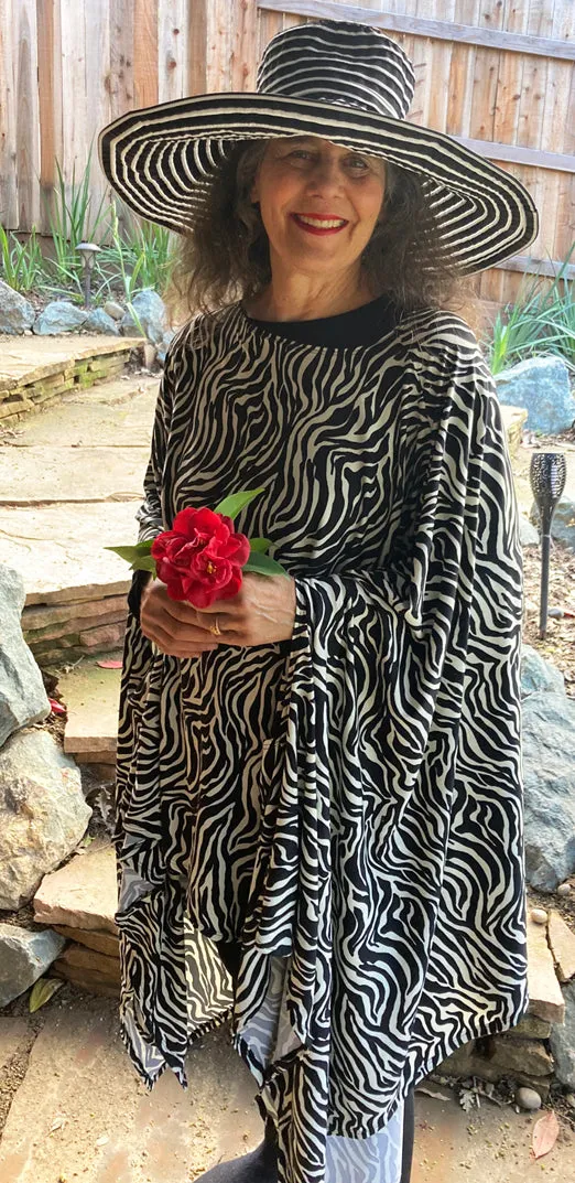 Sunheart Zebra Stripes Poncho Tunic Top