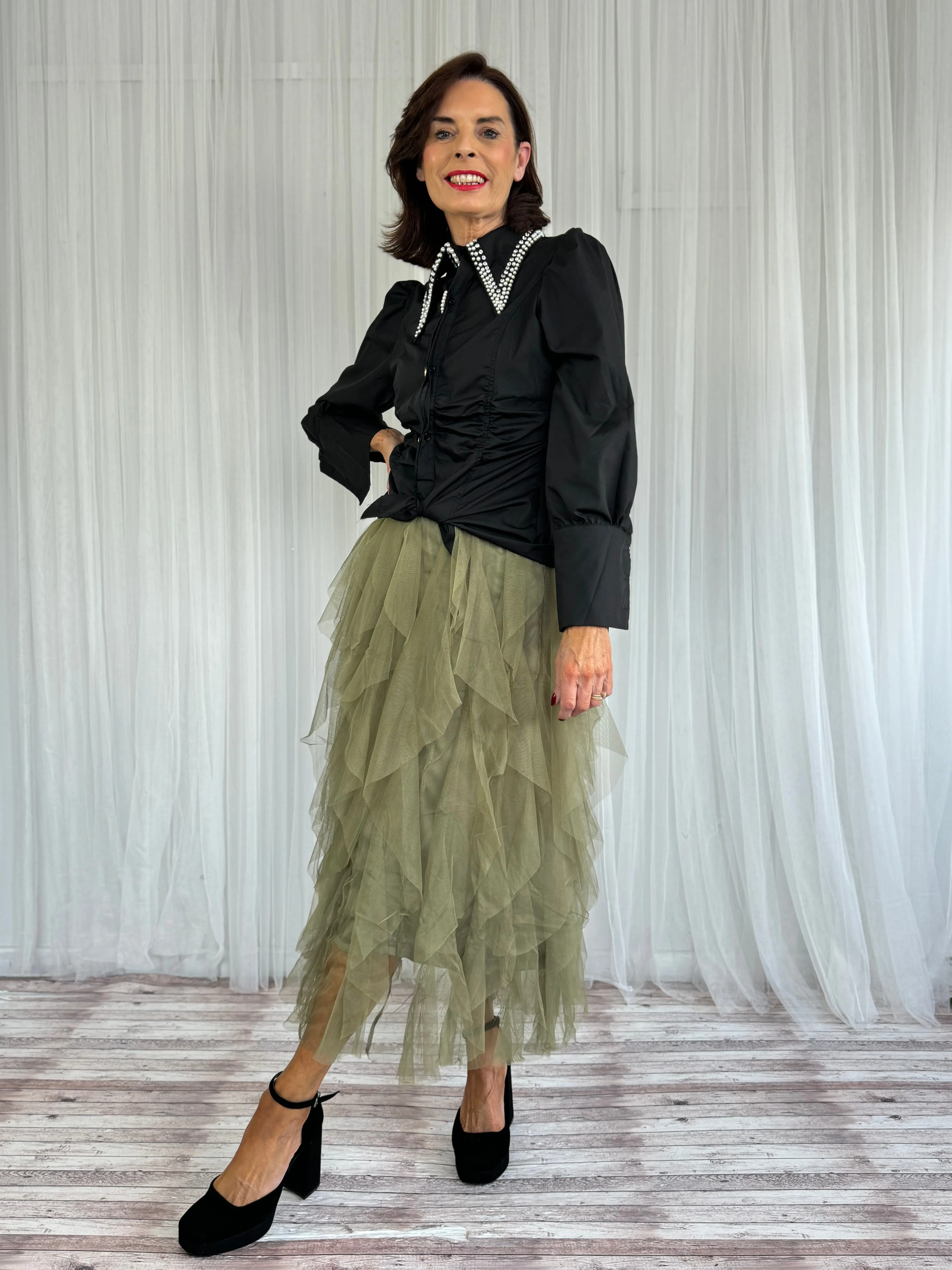 TAMARA TULLE SKIRT - PISTACHIO